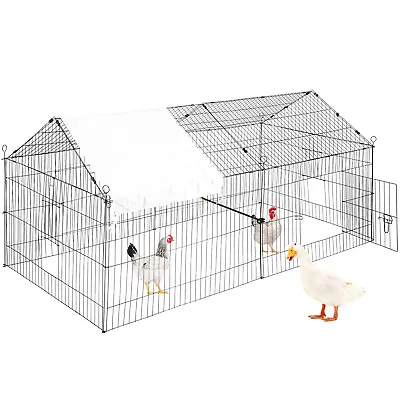 VEVOR Chicken Run Walk-in Coop Hen House Metal Animal Poultry Hutch 2.2x1x1m • £44.92