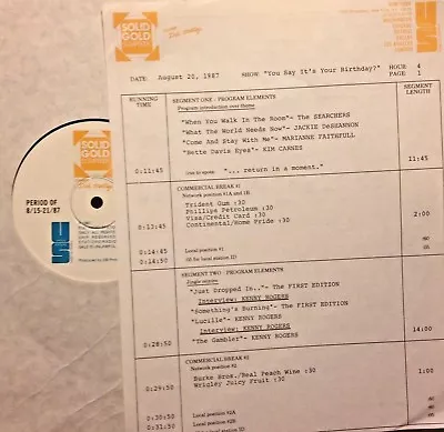 RADIO SHOW: BIRTHDAYS 8/20/87 FULL SETS W/KENNY ROGERS VAN MORRISON & CHICAGO • $24.99