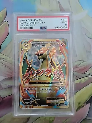 2016 Pokémon XY Evolutions M Charizard Ex Full Art 101/108 Rare PSA 9 Mint • $45