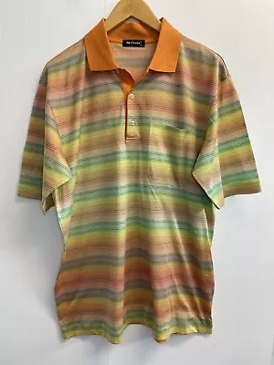 St. Croix Men's M Orange Multi Stripe Polo Shirt Pocket Short Sleeve Lightweight • $16.16