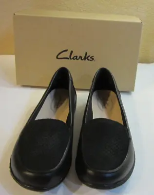 Clarks Womens Collection Loafers Ashland Jam Black Snake Size 7-1/2W Shoes • £28.70