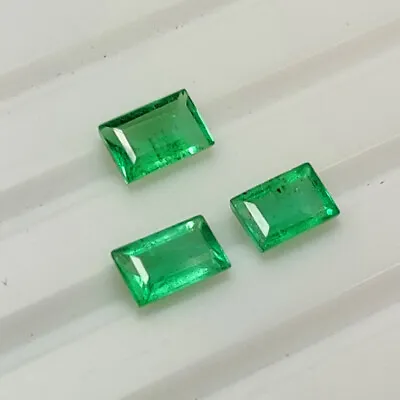 0.74 CT - Natural 3 Zambian Emerald Good Luster Green Gem Octagon Shape - 5142 • $19.99