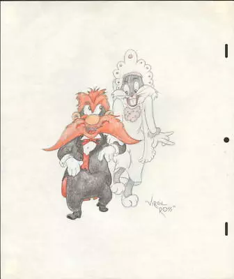 Yosemite Sam & Bugs Bunny Colored Pencil Drawing By Virgil Ross With Coa • $124.99