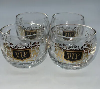 Set Of 4 Vintage Mid Century VIP Roly Poly Cocktail Glasses • $24
