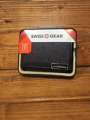 $9.49 • Buy Swiss Gear Men's RFID Wallet - Gray Denim W/ Black Leather Trim - BRAND NEW!