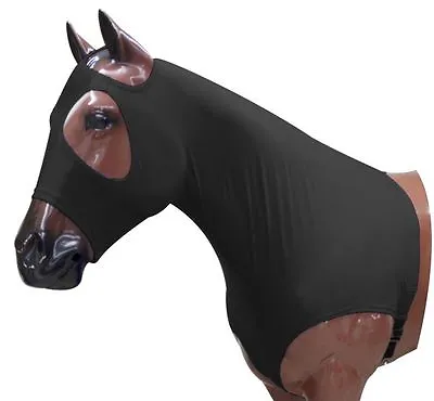 Horse Black Lycra Sleezy Braid + Shoulder Guard Protection Mane Tamer W/ Zipper • $34.92