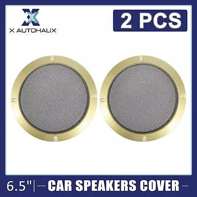 2pcs 6.5  Inch Gold Tone Car Audio Speaker Cover Mesh Subwoofer Grill Horn Guard • £8.09