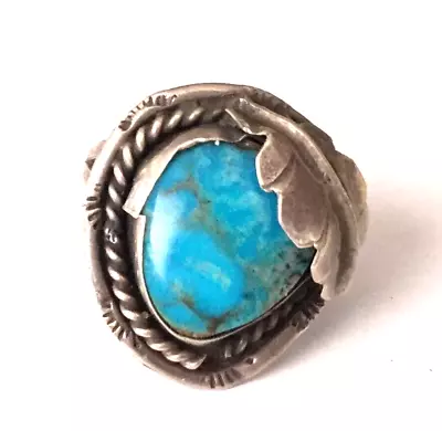 Vintage Ring NAVAJO STERLING SILVER Size 6 Band Turquoise Jewelry Lot Y • $8.50