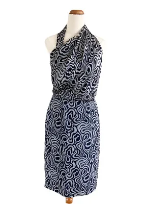 Martin Grant Paris Size S Backless Halter Dress Silk Geometric Made In France • $38.21