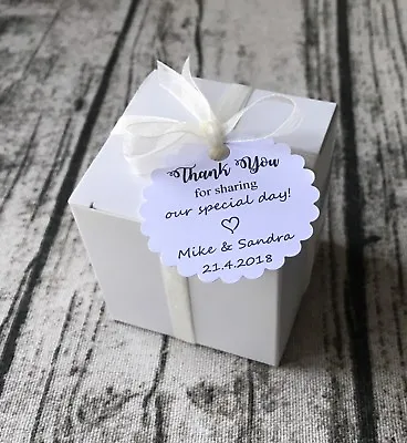 40x White Personalized Thank You Tag Baptism Engagement Wedding Favour Box Decor • $19.95