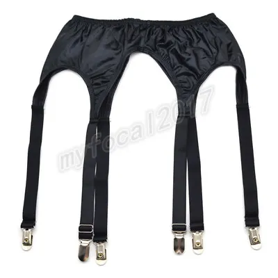 Women Black Faux Leather Garter Belt Suspender 6 Strap Sexy Girdle Garter Belt • $5.95