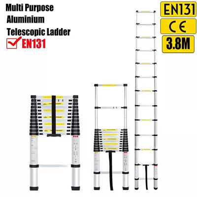 £66.97 • Buy 3.8M Portable Telescopic Ladder 12.5FT Caravan RV Parts Accessories Camping