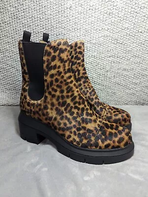 NWOB Stuart Weitzman Cheetah Calf Pony Hair Norah Chunk Heel Boots 38 7.5C • $133