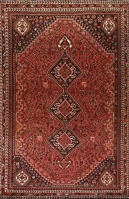 Vintage Area Rug 7x10 Ft.Floral Qashqai Oriental Handmade Wool Living Room Rug • $1263.60