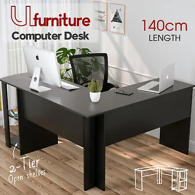 $136.90 • Buy 140CM Corner Computer Desk L-Shape Student Table Home Office Study Workstation