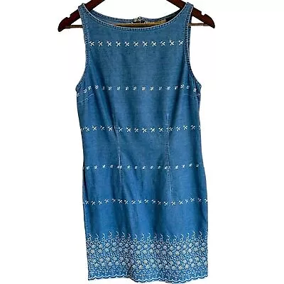 Jeans By Express Vintage Embroidered Denim Dress Women 5/6 • $16.95
