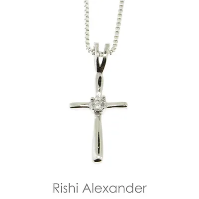 925 Sterling Silver Centered Cubic Zircona CZ Cross Pendant Or Necklace • $15.49