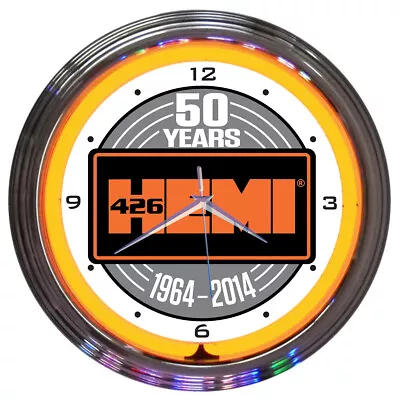 Hemi 426 Neon Clock Sign Mopar Chrysler Parts Service Wall Lamp 50th Anniversary • $63.99