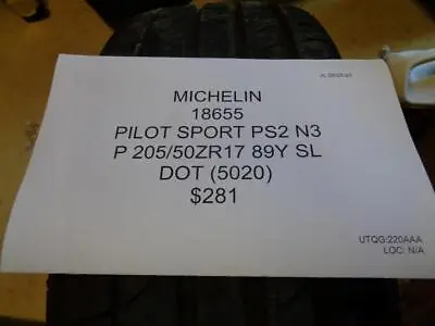 Michelin Pilot Sport Ps2 N3 (porsche) P 205 50 17 89y Sl Tire 18655 Bq4 • $244.79