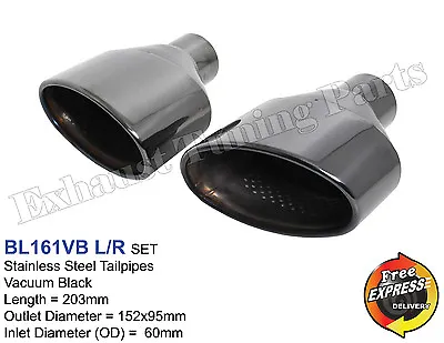 Exhaust Tips Duplex Tailpipe Trims Black VW Scirocco R Style Golf 5 6 7 Audi RS • $190