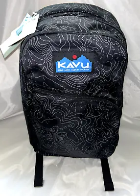 New KAVU Packwood Laptop Tablet Backpack Padded Backing Black Topo MSRP $65.00 • $44.99