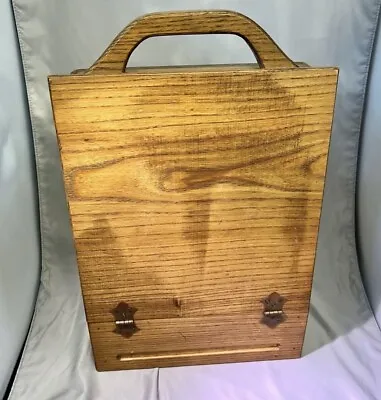 Vintage Wooden Lap Desk Travel Carry Case Writing Box Storage Brass Clasp Hinges • $43.99