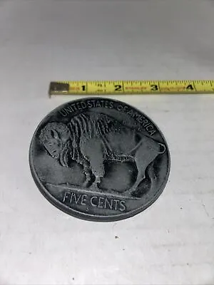 Vintage BUFFALO NICKEL BELT BUCKLE 3  HR3 • $9.99