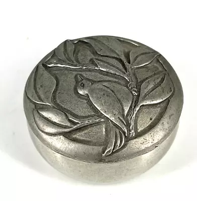 Seagull Canada Pewter 1988 Bird & Leaf Trinket Box The Lid Is A Brooch Pin (LK) • $13.99