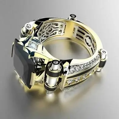 Stainless Steel Ring Gold Color Fidget Ring Mens Jewellery Vintage Gem Men Ring • $6.99