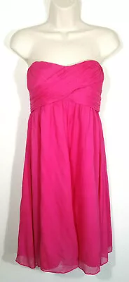 J. Crew Size 6 A-line Dress Fuchsia Empire Waist Strapless Silk Chiffon Taryn • $22.09