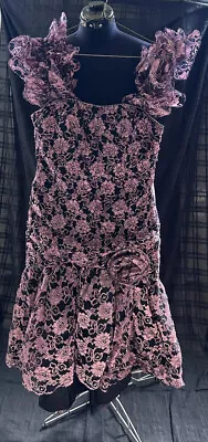 Nancy Bracoloni Womens Strapless Dress Sz 6 Pink & Black Prom 80s Retro Fancy • $99