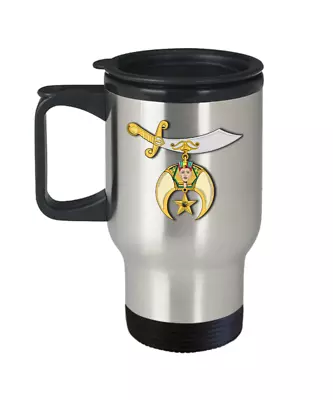 Masonic Travel Mug - Shriners Symbol  Freemason Nobles Of The Mystic Shrine Gift • $25.95