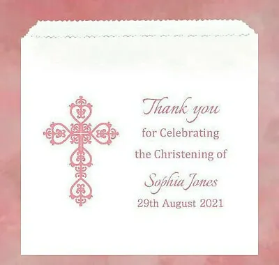 £0.99 • Buy Personalised Christening Baptism Communion Baby Shower Sweet & Cake Bags