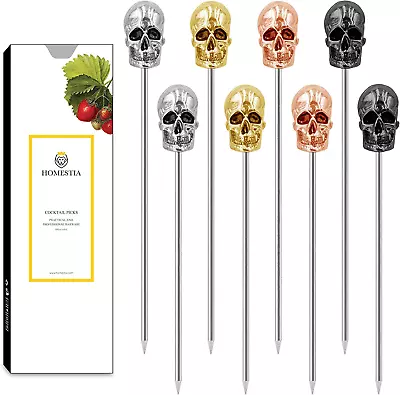 Skull Cocktail Picks Stainless Steel Martini Picks Reusable Toothpicks Garnish F • $21.24