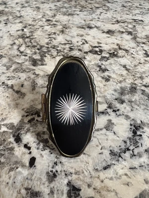 $14 • Buy Vintage Mid Century Metal Star Black Lipstick Holder Compact Mirror Makeup