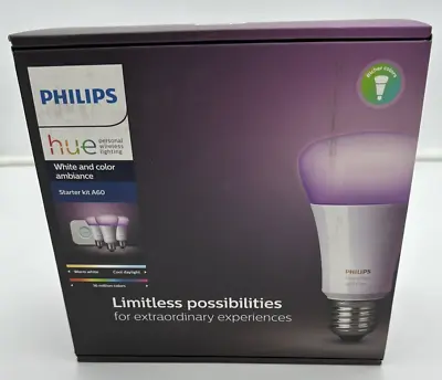 Philips Hue White & Color Ambiance Starter Kit A60 E27 Socket 3 Globes 1 Bridge • $199