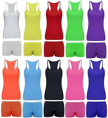 £3.75 • Buy Kids Girls Neon Fluorescent Vest Top & Shorts 80s Girls Dance Wear Fancy Dress