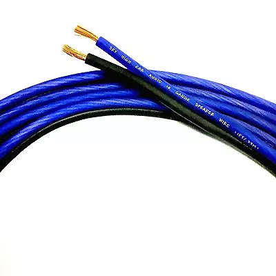 $33.95 • Buy 25 Ft TRUE 10 Ga OFC AWG BLUE/BK Sky High Car Audio Speaker Wire Home Audio