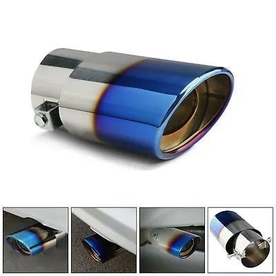 Car Exhaust Pipe Tip Rear Tail Throat Muffler Stainless Steel Round Silver Blue* • $11.19
