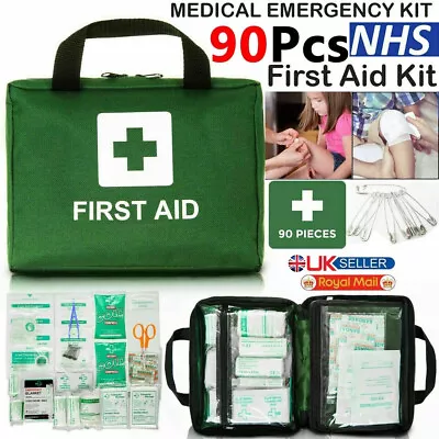 90 Pcs First Aid Kit Bag Medical Emergency Kit Travel Home Car Taxi Workplace Uk • £9.19