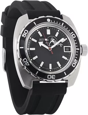 New Mens Automatic Watch Vostok Amphibian 170600 Black Dial  Scuba Dude 20 ATM • $139.90