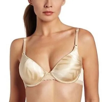 Maidenform One Fabulous Fit Jacquard Satin Underwire Bra #7122 Gold NWT • $19