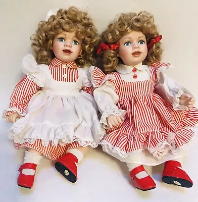 Twin Heritage Signature Collectible Candy Cane Twin Dolls  “Merry & Carol” • $40