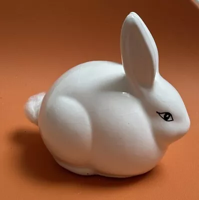 Ceramic White Bunny Rabbit Cotton Ball Dispenser Holder • $13