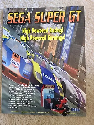 SEGA SUPER GT Flyer Original Arcade Pinball Game Promo Foldout 1997 Rare • $4.95