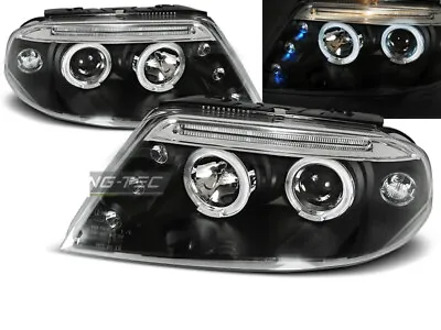 Headlights For VW PASSAT 3BG 00-05 Angel Eyes Black WorldWide FreeShip US LPVW80 • $320.67