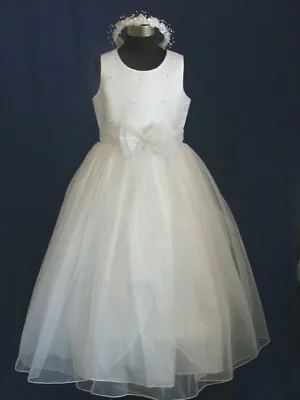 £19.99 • Buy Charming Flower Girl Bridesmaid Christening Dress White Bow 3-6-9-12-18-24 Month