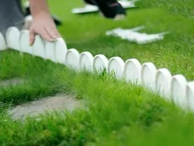 20x White Garden Plastic Fences Boarder Grass / Lawn Flexible Palisade 10m • £19.99