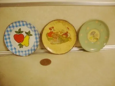 Vintage OHIO ART Tin Toy Dishes EARLY Mickey Mouse Donald Duck Fruit Flowers! • $11.50