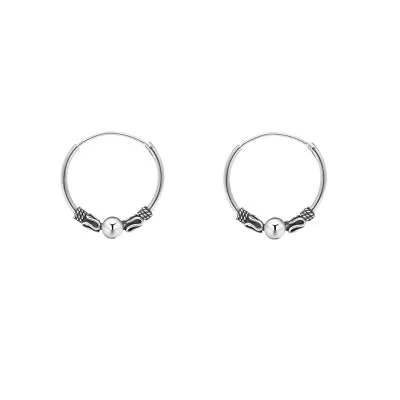 925 Sterling Silver Oxidized Tribal Bali Endless Hoop Earrings For Women & Girls • $9.99